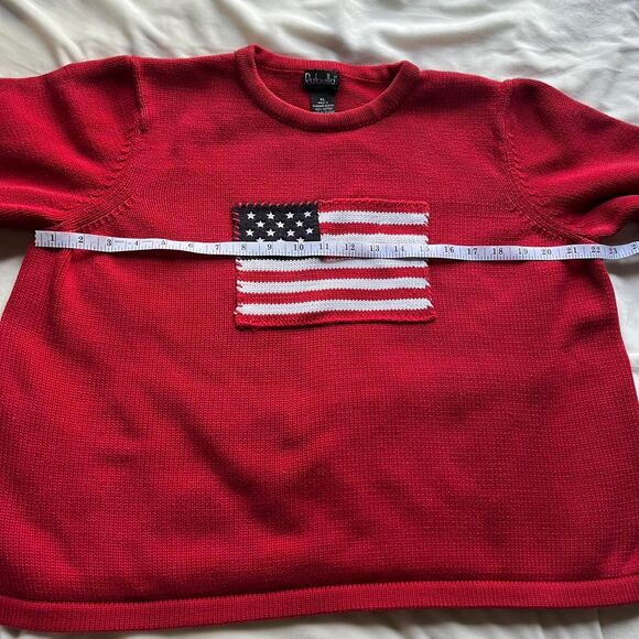 Vintage 90s/Y2K women's Rafaella red vintage American flag knit sweater USA - Picture 6 of 8
